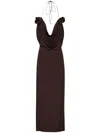 Magda Butrym Draped Cowl Neck Midi Dress In Brown