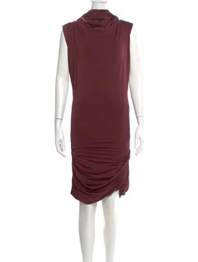 Pre-owned Magda Butrym Cowl Neck Knee-length Dress In Burgundy