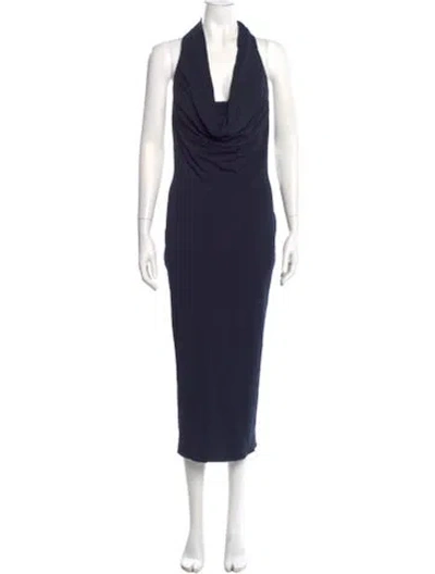 Pre-owned Magda Butrym Cowl Neck Long Dress In Blue