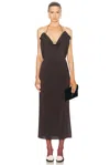 Magda Butrym Draped Cowl Neck Midi Dress In Brown
