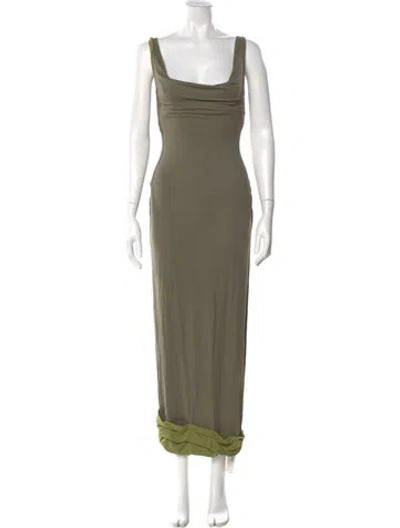Pre-owned Magda Butrym Cowl Neck Long Dress W/ Tags In Green
