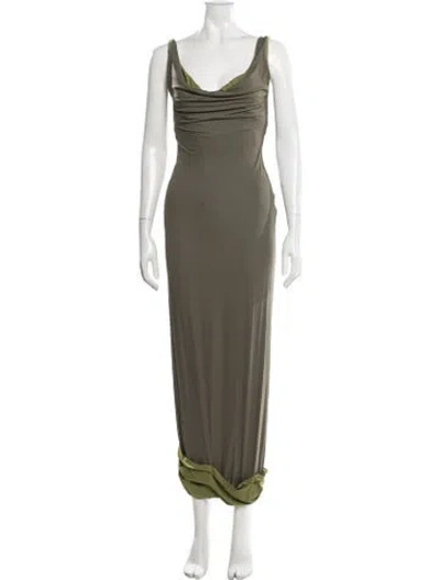 Pre-owned Magda Butrym Cowl Neck Long Dress W/ Tags In Green