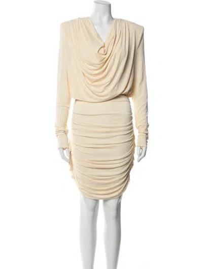 Pre-owned Magda Butrym Cowl Neck Mini Dress In Yellow