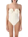 Magda Butrym Cream 3d Floral Swimsuit In White