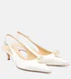 Magda Butrym Pearl-embellished Satin Slingback Kitten Heels In Cream