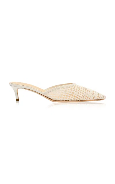 Magda Butrym Cream Crochet Kitten Heel Mules In White