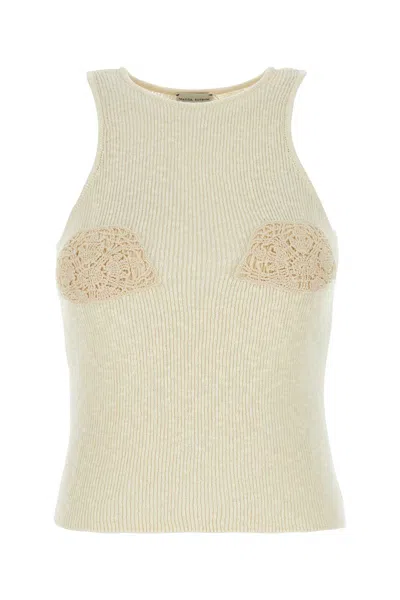 Magda Butrym Cream Linen Blend Tank Top