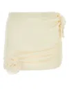 Magda Butrym Draped Mini Skirt Floral Embellishment In Cream