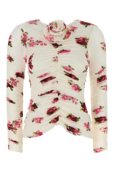 MAGDA BUTRYM CREAM PRINTED STRETCH CUPRO TOP