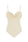 Magda Butrym Cream Stretch Nylon Swimsuit In Neutral