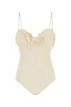 Magda Butrym Cream Stretch Nylon Swimsuit In Yellow