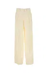 Magda Butrym Cream Wool Blend Wide-leg Pant In Cream