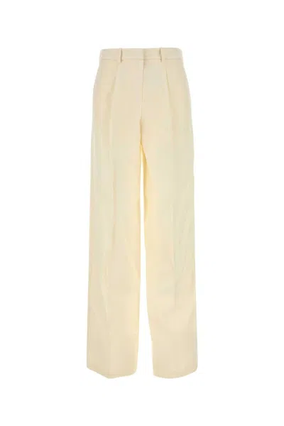 Magda Butrym Cream Wool Blend Wide-leg Pant In Yellow