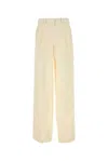 Magda Butrym Cream Wool Blend Wide-leg Pant