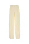 Magda Butrym Cream Wool Blend Wide-leg Pant In Cream