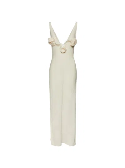 Magda Butrym Crepe High Leg Maxi Dress Cream In Neutrals