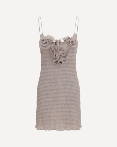 Magda Butrym Crêpe Mini Dress With Floral Appliqués In Brown