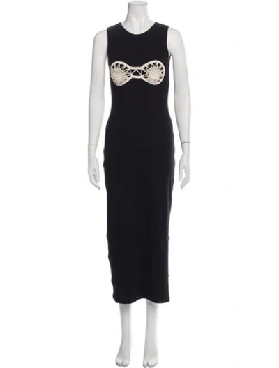 Pre-owned Magda Butrym Crew Neck Long Dress In Black