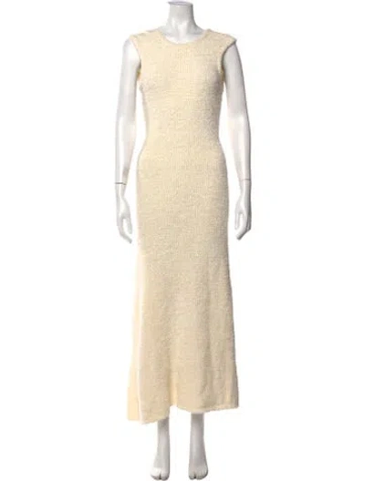 Pre-owned Magda Butrym Crew Neck Long Dress In Neutrals