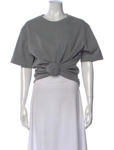 Pre-owned Magda Butrym Crew Neck Short Sleeve Top In Gray