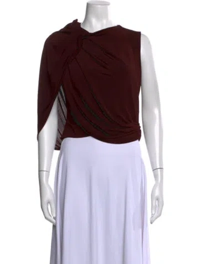 Pre-owned Magda Butrym Crew Neck Sleeveless Top W/ Tags In Burgundy