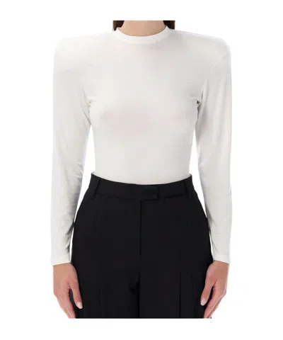 Magda Butrym Crewneck Jersey Bodysuit In White