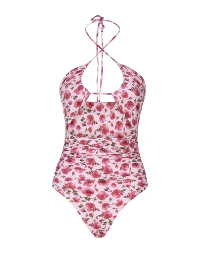 Magda Butrym Pink Retro One-piece Swimsuit In Print
