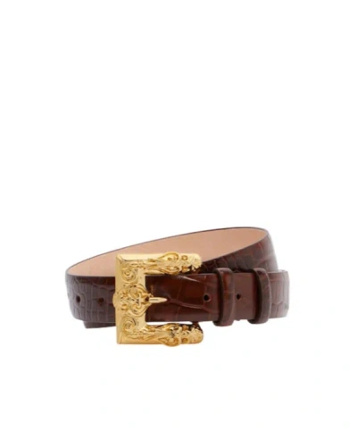 Magda Butrym Croc-effect Leather Belt In Coffee Color