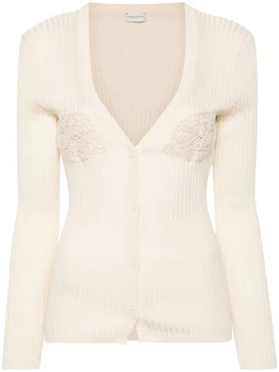 Magda Butrym Crochet Insert Cardigan With Eight In Beige