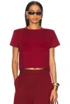 Magda Butrym Crochet Detail Crew Neck Cropped T-shirt In Bordeaux