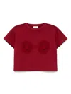 Magda Butrym Crochet Detail Crew Neck Cropped T-shirt In Red