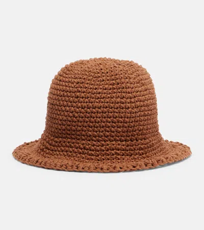 Magda Butrym Crochet Cotton Bucket Hat In Brown