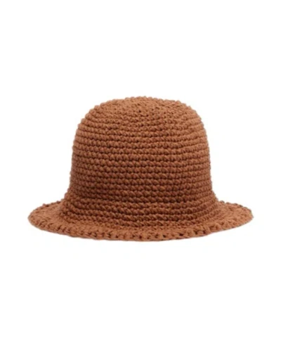 Magda Butrym Crochet Cotton Bucket Hat In Brown