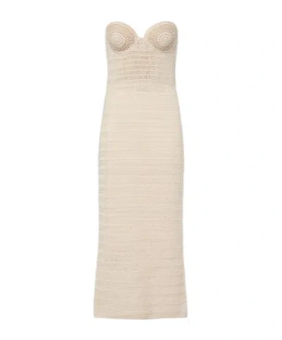 Magda Butrym Crochet Cotton Corset Dress In Neutral