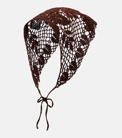 Magda Butrym Crochet Cotton Headwrap In Brown