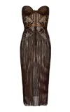 Magda Butrym Crochet Cotton-silk Midi Dress In Brown