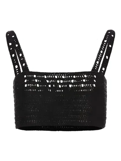 Magda Butrym Crochet Cropped Top In Black