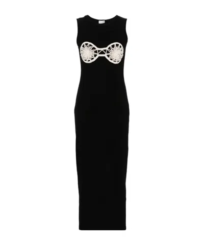 Magda Butrym Crochet-detailed Cotton Maxi Dress In Black