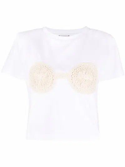 Magda Butrym Embellished Jersey T-shirt In White