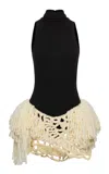 Magda Butrym Crochet Drop Waist Dress In Black,white