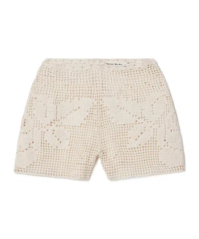 Magda Butrym Crochet Floral Shorts In White