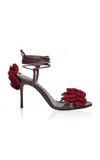 Magda Butrym Crochet Flower-embellished Lace-up Sandals In Burgundy