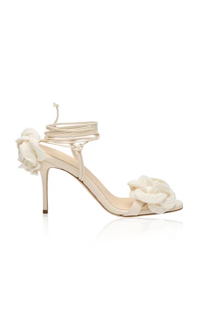 Magda Butrym Crochet Flower-embellished Lace-up Sandals In White