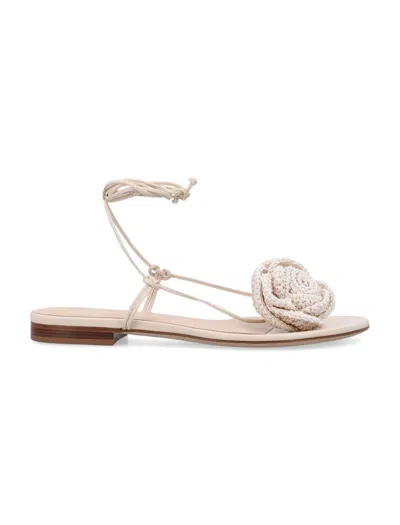 Magda Butrym Crochet Flower Gladiator Sandal In Beige