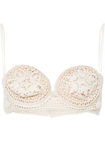 Magda Butrym Crochet-knit Bralette Top In Neutral