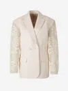Magda Butrym Lace Crochet Hourglass Blazer In Neutral