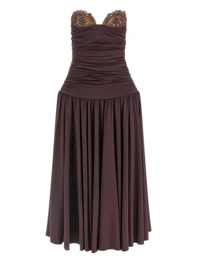 MAGDA BUTRYM CROCHET-LACE DRAPED MIDI DRESS