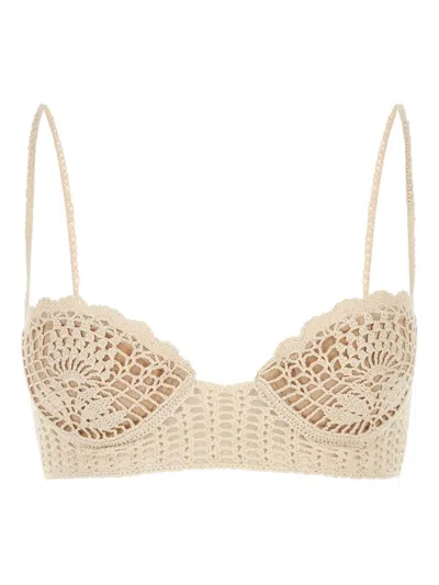 Magda Butrym Crochet Bralette Adjustable Straps In Neutral