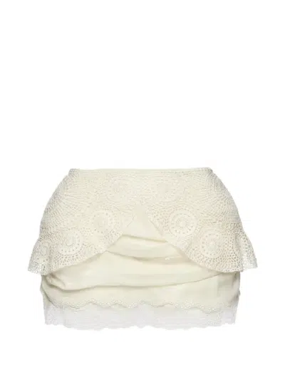 Magda Butrym Lace-trimmed Embroidered Satin Mini Skirt In Multi