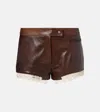 Magda Butrym Cotton Lace-trimmed Leather Shorts